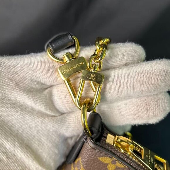 Louis Vuitton Boulogne Monogram Canvas Shoulder Bag — Black Trim, Like New - Picture 8 of 16